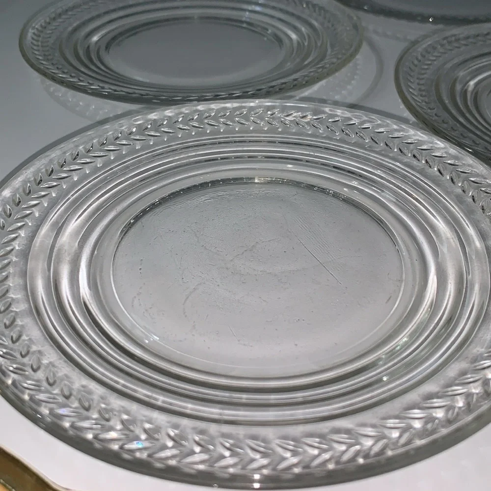 Set of 4 Clear Glass 1970s Vintage Small Plates for Appetizers Bread & Butter